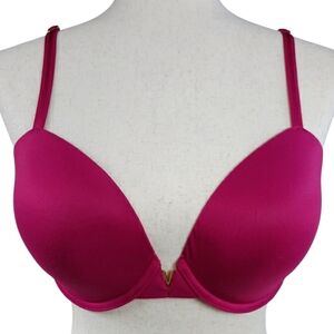 VICTORIA'S SECRET 32DDD Lightly Lined Demi Fuchsia Pink Gold V Soft Glam Accents